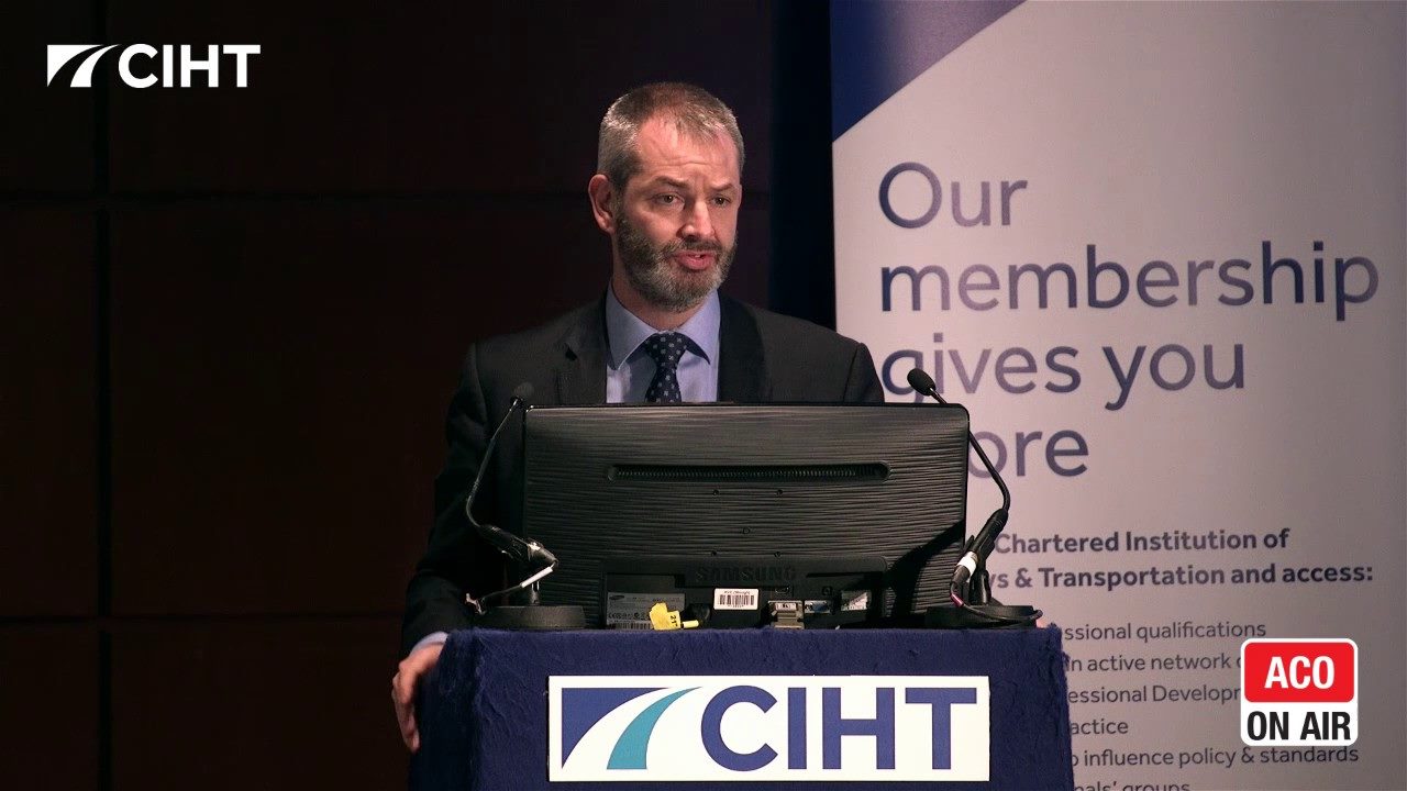 Hugh Gillies OBE speaking at Highways UK